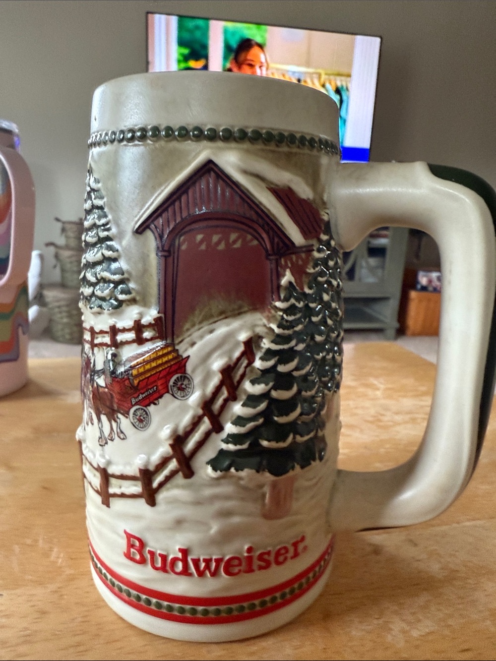Vintage Budweiser holiday Clydesdales Ceramic Stein
